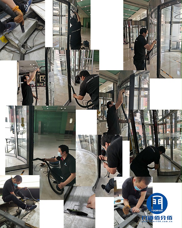 大廈各大門四樘凱必盛旋轉門保養(yǎng)檢測維護實錄