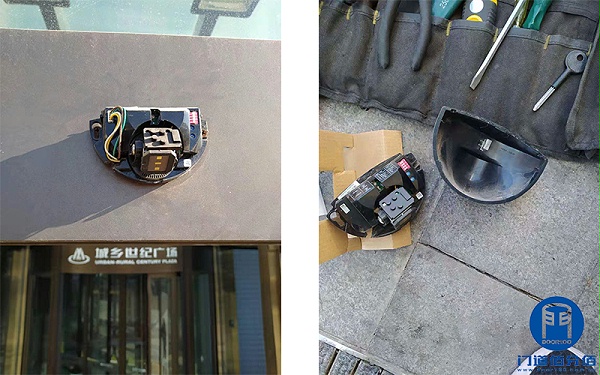 商業(yè)綜合體多樘自動門啟動傳感器拆卸維修